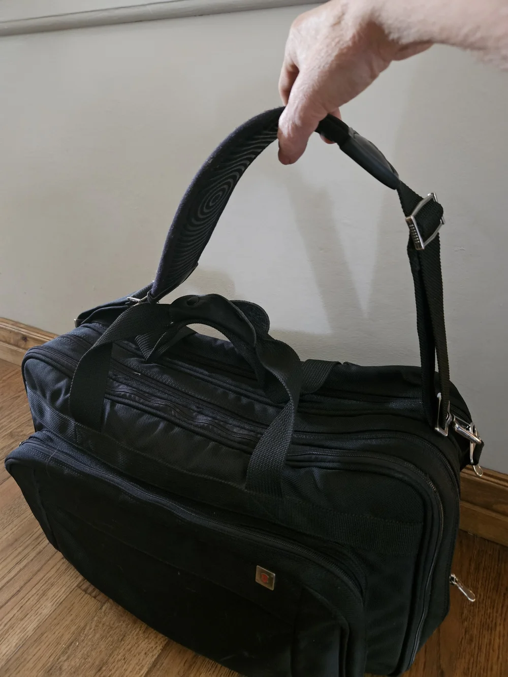 Victorinox Black Travel Duffel with Front Zip Pocket and Shoulder Strap